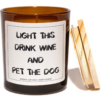 Dog Mom Gifts, Dog Lovers Gifts For Women, Light This Drink Wine And Pet The Candle - Lavender & Eucalyptus, Crafted By Natural Soy Wax & Natural Essential Oils