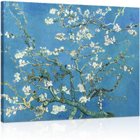 Van Gogh Canvas Wall Art: Almond Blossom Oil Painting Flower Picture Reproduction Room Decor, Famous Art Prints Floral Tree Poster Teal Modern Artwork Home Decoration 12"" X 15""