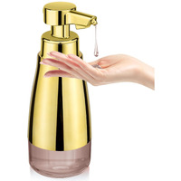 Automatic Soap Dispenser Liquid Touchless: 15Oz Stainless Steel - 3 Level Adjustable Gold Rechargeable Electric Auto Smart Soap Dispenser - Bathroom Kitchen Hand Dish Lotion