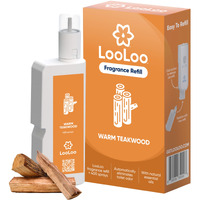 Looloo Touch-Free Toilet Freshener Fragrance Refills- Natural Essential Oils - Toilet Smell Eliminator, Bathroom Deodorizer, Air Freshener Spray For Bathroom - Warm Teakwood Fragrance 2.0 Fl Oz