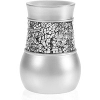Crackled Glass Bathroom Tumbler Cup - Decorative Silver Crackled Glass Rinse Mug For Water, Best Tumblers For Mouthwash/Rinsing