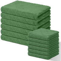 Homaxy Kitchen Towels And Dishcloths Set, 10 X 10 And 13 X 19 Inches, Set Of 12 Super Soft And Absorbent Coral Velvet Kitchen Towels, No Lint And Nonstick Oil Fast Drying Dish Towel, Grass Green