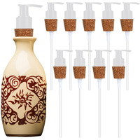 Tioncy 10 Pcs Soap Dispenser Pump With Cork Stopper Easy Press In Replacement Soap Pump Dispenser For Bottles Mason Diy Soap Lotion Jars (White)