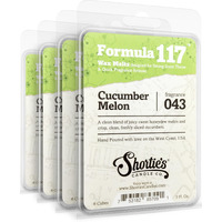 Shortie's Candle Company Cucumber Melon Wax Melts Bulk Pack - Formula 117-4 Highly Scented 3 Oz. Bars (12 Oz. Total) - Made With Natural Oils - Fresh & Clean Air Freshener Cubes Collection