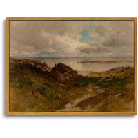 Oiqartoiq Framed Vintage Landscape Wall Art Coast Natural Scenery Oil Painting Canvas Prints Country Farmhouse Aesthetic Decor Pictures For Kitchen Bedroom Living Room Bathroom