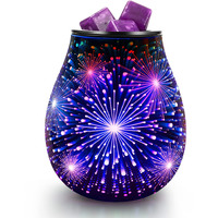 Inrorans Dandelion Electric Wax Oil Warmer 3D Glass Wax Melter For Scented Wax With 7 Led Colors Auto Changing And Stable Ptc Heating Reusable Silicone Liner Scented Wax Warmer For Home Decor