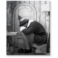 B.B.F Make Funny Framed Canvas Wall Art Bathroom Decor Black And White Comedy Elf Movies Poster Bathroom Oil Painting Modern Toilet Artwork For Living Room Dorm Wall Home Decoration (20X24Inch)