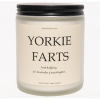 Yorkie Gifts & Decor, Dog Farts Candle, Yorkie Gifts For Women, Dog Mom Gifts For Women - Lavender & Eucalyptus, Crafted By Natural Soy Wax & Natural Essential Oils, 7Oz