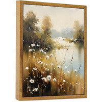Artzio Landscape Framed Wall Art,Nature Wildflower Plant Wall Decor,Floral Prints Oil Canvas Painting,Decorations For Bedroom,Farmhouse Bathroom Decor,8X10In Ready To Hang