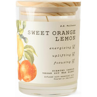 Leoben Company | B.B. Wellness | Hand Poured Soy Wax | Made In Small Batches | 40 Hours | 9 Oz | Infused With Natural Essential Oils | Vegan (Sweet Orange Lemon)