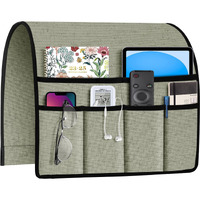 Joywell Remote Holder For Recliner Armchair Caddy Couch Armrest Non Slip Sofa Arm Chair Caddie With 6 Pocket For Magazine, Tablet, Phone, Ipad, Think Linen, Sage Green