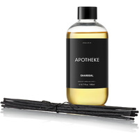 Apotheke Luxury Scented Oil Reed Diffuser Liquid Refill (Charcoal) - Premium Home Fragrance Diffuser Refill Set With Sticks