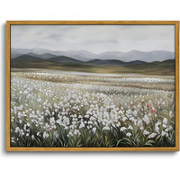 Oiqartoiq Vintage Wildflowers Landscape Wall Art Framed Floral Natural Scenery Oil Painting Canvas Prints Country Farmhouse Decor Pictures Kitchen Bedroom Living Room Bathroom
