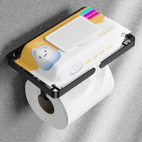 Aidili Matte Black Toilet Paper Holder With Phone Shelf, Adhesive Or Screw Wall Mount Toilet Tissue Roll Holder, Rustproof Tissue Paper Holder For Bathroom Hardware Accessories