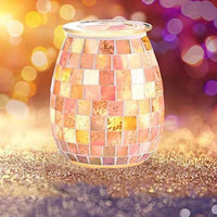 Dicimi Glass Wax Melt Heater, Mosaic Electric Fuel Burner, Candle Wax Melt Romantic Fragrance Heater Essential Oil Burner, Suitable For Gifts, Home Decoration(Platinum Cube)