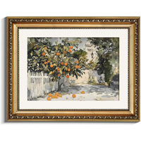 Viyyiea Gold Framed Wall Art Canvas Print For Living Room Country Orange Trees Earthy Room Decor Aesthetic Oil Painting Wall Picture Farmhouse Artwork For Kitchen Bedroom Bathroom Decor 11X14In