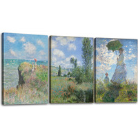 Okexckk Woman With A Parasol By Claude Monet Canvas Wall Art, Oil Painting Impressionism Classic Artwork Pictures For Home Decor - 12""X16""
