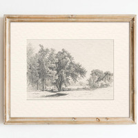Kizbok Vintage Wall Art Decor Neutral Landscape Sketches Canvas Prints Vintage Landscape Oil Painting Art Pictures For Bedroom, Farmhouse Wall Decor For Bathroom Home(12"" X 16""-Unframed)