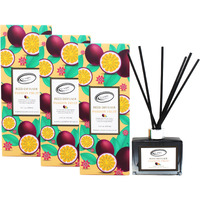 Air Jungles Passion Fruit Scent Reed Diffuser Set With Sticks 3.4 Fl Oz (Pack Of 3), Long-Lasting Essential Oil Air Freshener For Bathroom, Office, Gym, And Bedroom Fragrance Freshener