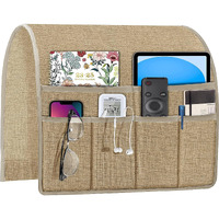 Joywell Arm Chair Caddy Remote Control Holder Organizer For Recliners Couch Armrest Organizer Non Slip With 6 Pocket Storage For Magazine, Tablet, Phone, Ipad, Khaki