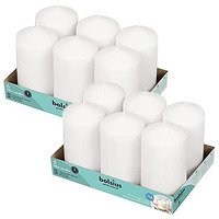 Bolsius 12 White Pillar Candles Bulk - 3X6 Inches Candle Set - 70+ Hours Clean Burning - No Palm Oil - 0% Animal Fat - Premium European Quality - Unscented Dripless Party Pillars