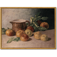 Kbkbart Framed Wall Art Kitchen Decor, Vintage Kitchen Wall Art Prints Apple Still Life Farmhouse Decor Wall Art, Rustic Watercolor Oil Painting Kitchen Sign Canvas Art Prints For Dining Room, Bedroom, Living Room, Gallery, Vintage Pictures Wall Decor(12""X16"")