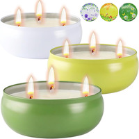 Citronella Candles Outdoor, Large Citronella Candle Set 3, 12 Oz 3 Wick Citronella Oil Candle, Natural Soy Wax, 240 Hour Burn Time, Summer Candle For Patio Yard Home Garden Camping Fishing
