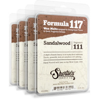 Shortie's Candle Company Pure Sandalwood Wax Melts Bulk Pack - Formula 117-4 Highly Scented 3 Oz. Bars (12 Oz. Total) - Made With Natural Oils - Incense & Earth Air Freshener Cubes Collection