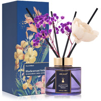 Airkeep Flower Reed Diffusers Set, 5.07 Oz Blackcurrant Vetiver Scented Oil Diffuser With 8 Reed Sticks, Home Fragrance Diffuser Gift Set For Bathroom & Office Decor 150Ml