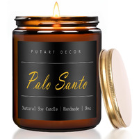 Putart Palo Santo Highly Scented Candle For Home, 9Oz Natural Soy Aromatherapy Non Toxic Candles With Essential Oil, Home Fragrance Stress Relief & Meditation Jar Candles Gifts For Women & Men