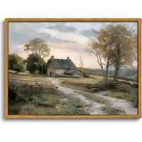 Oiqartoiq Framed Vintage Landscape Wall Art Cottage Natural Scenery Oil Painting Canvas Prints Country Farmhouse Decor Aesthetic Pictures For Kitchen Bedroom Living Room Bathroom