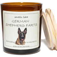 German Shepherd Gifts & Decor, German Shepherd Gifts For Women, Smells Like German Shepherd Farts Candle - Lavender & Eucalyptus, Crafted By Natural Soy Wax & Natural Essential Oils