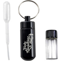 Anointing Oil Bottle Accessory Kit, Black Keychain Container, Plastic Eyedropper & Small Empty Glass Vial, Screw Top Metal Holder, Protective Travel Set For Holy Oils, Botellas Para Aceite Ungido
