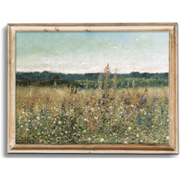 Uniro Vintage Wall Art, Classical Wildflower Field Wall Painting Canvas Oil Prints For Wall Decor7 Farmhouse Wall Art Vintage Landscape Art Pictures For Bathroom Kitchen Decor(8"" X 10""-Unframed)