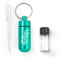 Anointing Oil Bottle Accessory Kit, Turquoise Keychain Container, Plastic Eyedropper & Small Empty Glass Vial, Screw Top Metal Holder, Protective Travel Set For Holy Oils, Botellas Para Aceite Ungido