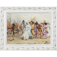 Folkor Ornate Canvas Frame For 20X30 Oil Paintings, Diy Wood Open Back Frame For Rustic Farmhouse Modern Home Decor, No Backboard & Cover, White Empty Frame For Fine Art Sunset Sunrise Landscape
