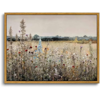 Oiqartoiq Vintage Wildflowers Landscape Wall Art Framed Floral Natural Scenery Oil Painting Canvas Prints Country Farmhouse Decor Pictures Kitchen Bedroom Living Room Bathroom