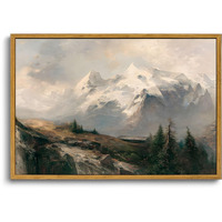 Oiqartoiq Framed Vintage Landscape Wall Art Mountains Natural Scenery Oil Painting Canvas Prints Country Farmhouse Aesthetic Decor Pictures For Kitchen Bedroom Living Room Bathroom