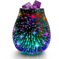 Inrorans Star Wax Warmer 3D Glass Electric Wax Burner Aroma Lamp With Stable Ptc Heating Flexible Silicone Tray 7 Colorful Led Light Fragrance Oil Warmer For Home Decor