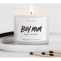 Threekin Scented Candles For Boy Mom, Natural Soy Wax Candles For Home, Relaxing Aromatherapy For Moms, Driftwood Essential Oils With A Hint Of Chaos, Long Lasting Candle Burns For 75 Hours