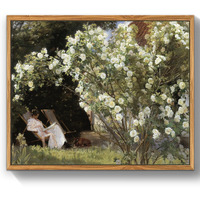 Crmotu Vintage Framed Wall Art, Garden Women Canvas Art Prints, Rose Floral Classical Oil Paintings, Green Landscape Rustic Farmhouse Wall Decor Living Room Bedroom Bathroom Aesthetic Pictures 12X16In