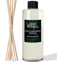 Urban Naturals Reed Diffuser Oil Refill Black Raspberry Vanilla With Blackberry, Raspberry, Vanilla Orchid, Amber, Sandalwood 8 Oz + Free Reed Sticks, Made In The Usa