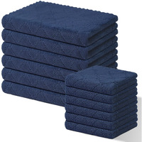 Homaxy Kitchen Towels And Dishcloths Set, 10 X 10 And 13 X 19 Inches, Set Of 12 Super Soft And Absorbent Coral Velvet Kitchen Towels, No Lint And Nonstick Oil Fast Drying Dish Towel, Navy Blue