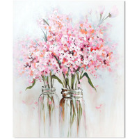 Ypy Abstract Bouquet Canvas Wall Art: Pink Flower In Vase Artwork Hand Painted Oil Painting For Teen Girl Bedroom Floral Picture Poster For Living Room Decor 24"" X 30""