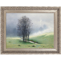 Folkor Open Back Wood Frame For 24X30 Canvas Oil Paintings, 2.4    Wide Silver Ornate Art Frame For Portrait Landscape Abstract Artwork, New Home Wedding Gift (Empty Frame, No Glass Cover&Backboard)
