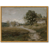 Oiqartoiq Framed Vintage Landscape Wall Art French Country Cottage Natural Scenery Oil Painting Canvas Prints Farmhouse Decor Aesthetic Pictures For Kitchen Bedroom Living Room Bathroom