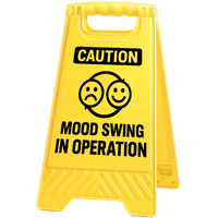 Exuberium Caution Funny Office Desk Decor Sign Gag Gifts For Women Coworkers Caution Mood Swing In Operation Sarcastic Desk Decor Multi-Functional Phone Holder Mirror Table Sign White Elephant Gifts