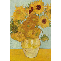 Vincent Van Gogh Sunflowers In Vase Poster 1888 Flower Still Life Impressionist Painting Oil On Cool Wall Art Print Poster 12X18