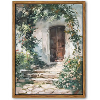 Floating Framed Canvas Vintage Wall Art, Rustic Cottage Spring Garden Oil Paintings Print, Country Floral Pictures Wall Decor For Living Room Bedroom Office Home Decor 8X10 Inch