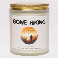 Hiking Gifts, Unique Hiker Gifts For Men & Women, Gift For Hiker, Hiking Gift Ideas, Gone Hiking Candle - Sandalwood Scented Candle, Crafted By Natural Soy Wax & Natural Essential Oils, 7Oz